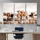 Texas Longhorn Cattle Wall Art Canvas Print, Sepia Western by MyGreatCanvas | Canvas Wall Art Prints | Photo Prints & Wall Decor