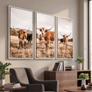 Texas Longhorn Cattle Wall Art Canvas Print, Sepia Western
