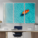 Minimalist Boat Wall Art Canvas Print, Aerial Sea Landscape by MyGreatCanvas | Canvas Wall Art Prints | Photo Prints & Wall Decor