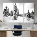 Black and White Snowy Pine Forest Wall Art Canvas Print, by MyGreatCanvas | Canvas Wall Art Prints | Photo Prints & Wall Decor