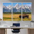 Bison in Mountain Landscape Wall Art Canvas Print – Western by MyGreatCanvas | Canvas Wall Art Prints | Photo Prints & Wall Decor