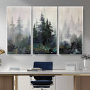 Misty Pine Forest Oil Painting Canvas — Dark Moody Teal Grey by MyGreatCanvas | Canvas Wall Art Prints | Photo Prints & Wall Decor