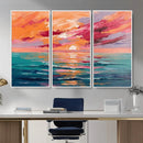 Bold Palette Knife Ocean Sunset Canvas — Orange Pink Teal by MyGreatCanvas | Canvas Wall Art Prints | Photo Prints & Wall Decor