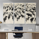 Longhorn Cattle Canvas Wall Art, Black White Stampede Ink by MyGreatCanvas | Canvas Wall Art Prints | Photo Prints & Wall Decor