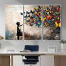 Banksy Graffiti Butterfly Girl Wall Art Canvas Print, Framed by MyGreatCanvas | Canvas Wall Art Prints | Photo Prints & Wall Decor