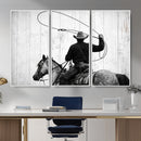Cowboy Lasso Canvas Wall Art, Black White Western Horse by MyGreatCanvas | Canvas Wall Art Prints | Photo Prints & Wall Decor