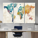 Watercolor World Map Canvas Wall Art Print – Abstract by MyGreatCanvas | Canvas Wall Art Prints | Photo Prints & Wall Decor