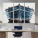 Blue Wooden Rowboat Canvas Wall Art, Coastal Nautical Boat Painting Print for Lake Beach House Decor, Minimalist Maritime Decor Artwork by MyGreatCanvas | Canvas Wall Art Prints | Photo Prints & Wall Decor