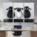 Funny Sheep Canvas Wall Art, Three Quirky Sheep Painting Print, Cute Animal Nursery Decor, Black White Navy Farmhouse Art, Kids Room Gift by MyGreatCanvas | Canvas Wall Art Prints | Photo Prints & Wall Decor