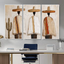 Mexican Wall Art Canvas Print, Southwestern Sombrero Poncho Painting, Neutral Earthy Boho Decor, Fiesta Living Room Art, Impasto Style Print by MyGreatCanvas | Canvas Wall Art Prints | Photo Prints & Wall Decor