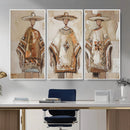 Mexican Folk Art Canvas Wall Art, Charro Poncho Sombrero Painting Print, Neutral Beige Boho Decor, Southwestern Impasto Style, Living Room Art by MyGreatCanvas | Canvas Wall Art Prints | Photo Prints & Wall Decor