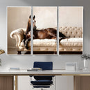 Funny Horse on Sofa Canvas Wall Art, Quirky Horse Lounging Photo Print, Whimsical Animal Decor, Living Room Conversation Art, Horse Lover Gift by MyGreatCanvas | Canvas Wall Art Prints | Photo Prints & Wall Decor