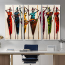 African Folk Art Canvas Wall Art, Colorful African Women Village Painting Print, Tribal Ethnic Home Decor, Vibrant African Art, Living Room
