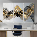 Black and Gold Abstract Wall Art, Modern Wave Canvas Print, Elegant Flowing Smoke Art, Luxury Living Room Decor by MyGreatCanvas | Canvas Wall Art Prints | Photo Prints & Wall Decor
