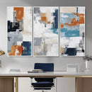 Blue Teal Abstract Canvas Wall Art, Modern Textured Painting Print, Navy Orange White Contemporary Art, Neutral Living Room Decor, Office Art by MyGreatCanvas | Canvas Wall Art Prints | Photo Prints & Wall Decor