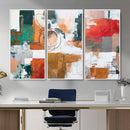 Blue Teal Abstract Canvas Wall Art, Modern Textured Painting Print, Navy Orange White Contemporary Art, Neutral Living Room Decor, Office Art by MyGreatCanvas | Canvas Wall Art Prints | Photo Prints & Wall Decor