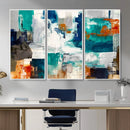 Blue Teal Abstract Canvas Wall Art, Modern Textured Painting Print, Navy Orange White Contemporary Art, Neutral Living Room Decor, Office Art by MyGreatCanvas | Canvas Wall Art Prints | Photo Prints & Wall Decor