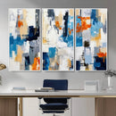 Blue Teal Abstract Canvas Wall Art, Modern Textured Painting Print, Navy Orange White Contemporary Art, Neutral Living Room Decor, Office Art by MyGreatCanvas | Canvas Wall Art Prints | Photo Prints & Wall Decor