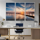 Wooden Pier on Seascape and Sunset Wall Art Canvas Print by MyGreatCanvas | Canvas Wall Art Prints | Photo Prints & Wall Decor