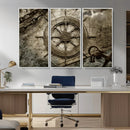 Wooden Ship Wheel Canvas Print, Multi Panel Canvas Wall Art