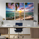 Framed Tropical Sunset Art Canvas Print