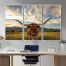 Texas Longhorn Canvas Wall Art – Majestic Triptych Animal by MyGreatCanvas | Canvas Wall Art Prints | Photo Prints & Wall Decor