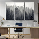 Misty Forest Canvas Wall Art – Monochrome Triptych Pine Tree by MyGreatCanvas | Canvas Wall Art Prints | Photo Prints & Wall Decor