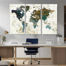 Vintage World Map Wall Art Canvas Print, Framed Rustic Earth by MyGreatCanvas | Canvas Wall Art Prints | Photo Prints & Wall Decor