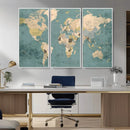 Classic World Map Canvas Print – Framed Vintage Map Wall