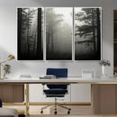 Misty Forest Wall Art Premium Canvas Print a Foggy and