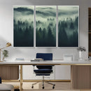 Misty Forest Wall Art Premium Canvas Print a Foggy and