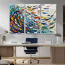 Modern Abstract Fish Shoal Wall Art Canvas Print, Colorful by MyGreatCanvas | Canvas Wall Art Prints | Photo Prints & Wall Decor