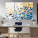 Abstract Fish Shoal Wall Art Canvas Print, Colorful Fish