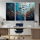 Modern Abstract Fish Shoal Wall Art Canvas Print, Colorful