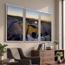 Dodger Stadium Sunset Game Triple Canvas Wall Art - Los