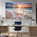 Sunset Beach Wall Art – Soothing Coastal Landscape, Ready to