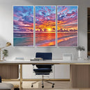 Vibrant Sunset Beach Wall Art - Ocean Sunset Canvas Print |