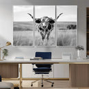 Texas Cow Longhorn Wall Art Canvas Print for Farm House Wall