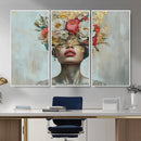 Golden Petal Wall Art Canvas Print - Silhouette Woman Wall