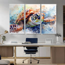Watercolor Sea Turtle Wall Art Canvas Print - Vibrant Ocean