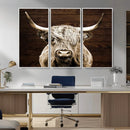 Highland Cow Wall Art Canvas Print, Rustic Farmhouse Decor,
