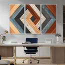 Geometric Wood Art Wall Decor Canvas Print, Rustic Wooden