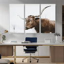 Rustic Bull Wall Art Canvas Print – Modern Longhorn
