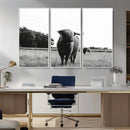Black and White Highland Cow Wall Art Canvas Print | Rustic by MyGreatCanvas | Canvas Wall Art Prints | Photo Prints & Wall Decor