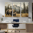 Rustic Grizzly 399 Bear Family Wall Art Canvas Print