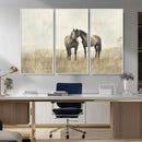 Chines Style Grunge Horses Wall Art Canvas Print