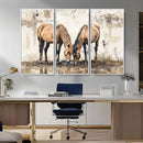 Vintage Horses Wall Art | Ready to Hang and Framed Triptych by MyGreatCanvas | Canvas Wall Art Prints | Photo Prints & Wall Decor