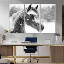 Black Horse Winter Wall Art | Ready to Hang and Framed |