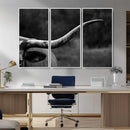Cow Longhorn Wall Art | Black and White Print | Ready to by MyGreatCanvas | Canvas Wall Art Prints | Photo Prints & Wall Decor
