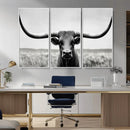 Longhorn Bull Canvas Print | Rustic Farmhouse Wall Art |